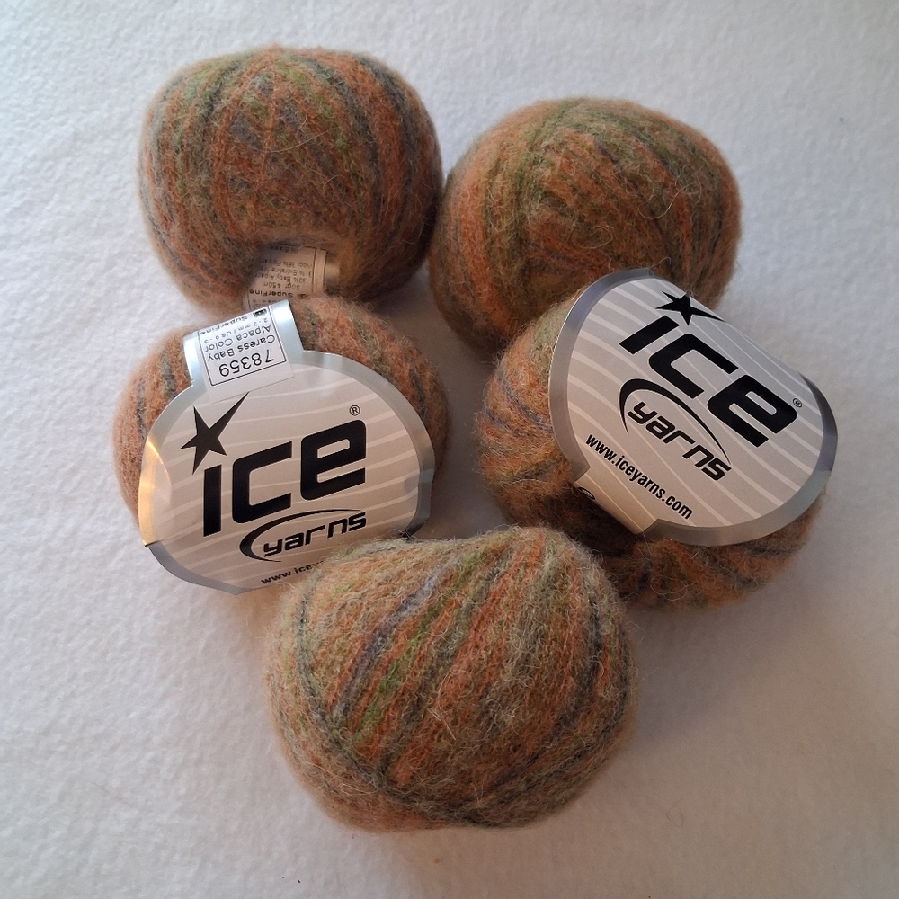 Lot of 5 Caress Baby Alpaca Color Orange, Blue, Grey, Green